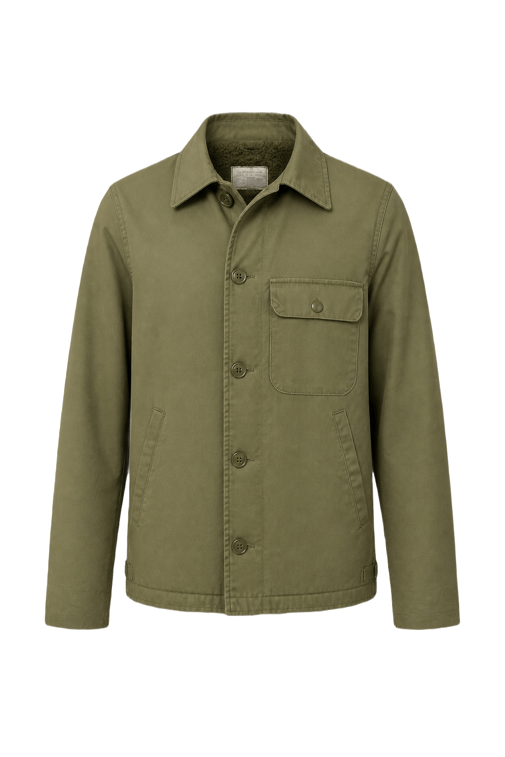 1960s Olive Green Cotton Jacket - Front View