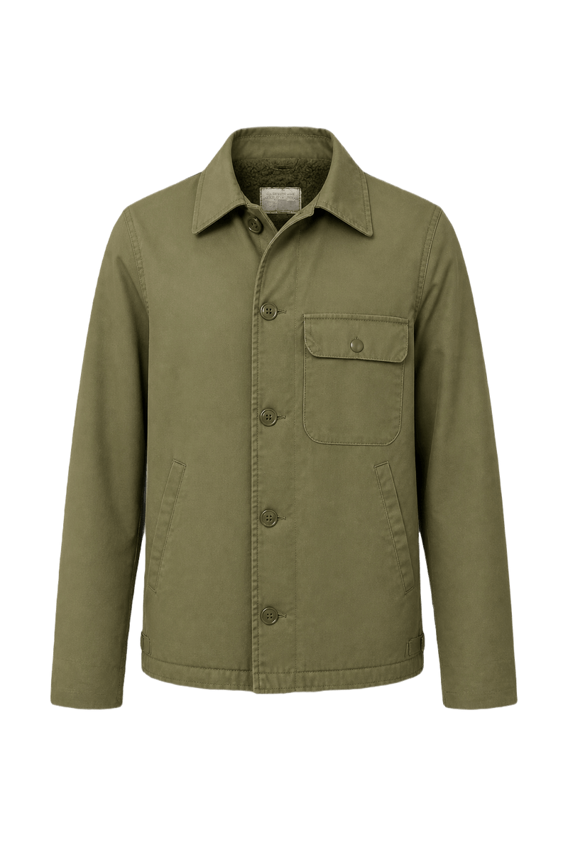 1960s Olive Green Cotton Jacket - Front View