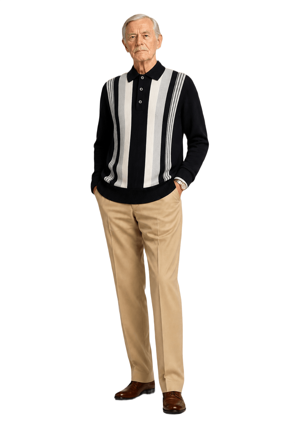 1960s Black Wool Blend Polo - Model