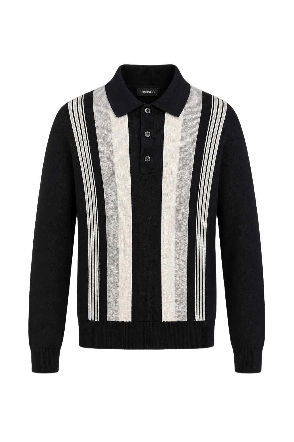 1960s Black Wool Blend Polo - Front View