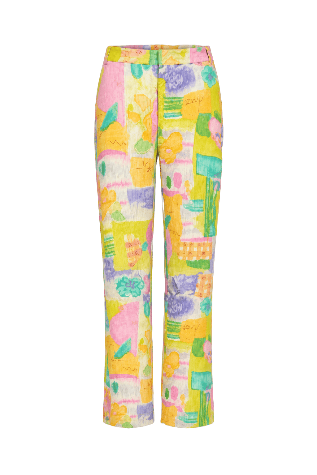 1980s Multicolor Polyester Pants - Front View