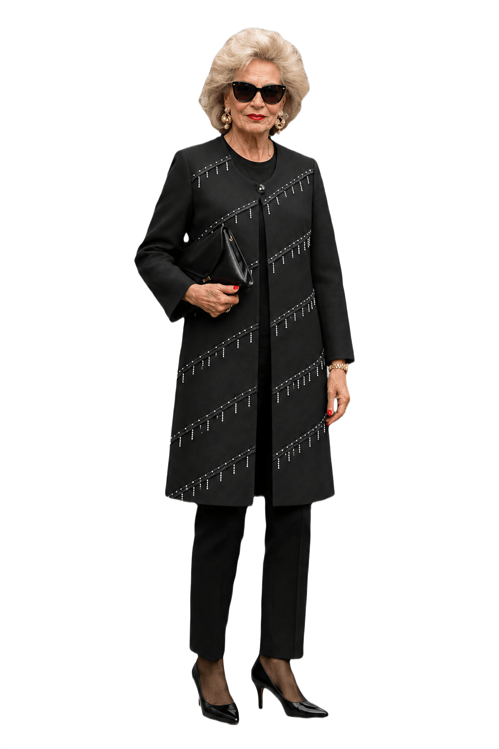 1980s Black Synthetic Blend Coat - Model