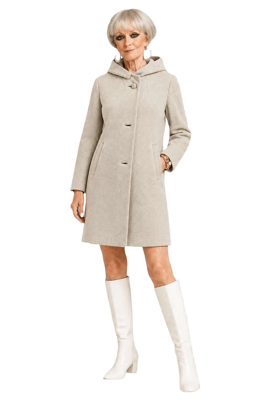 1960s Cream Wool Blend Coat - Model