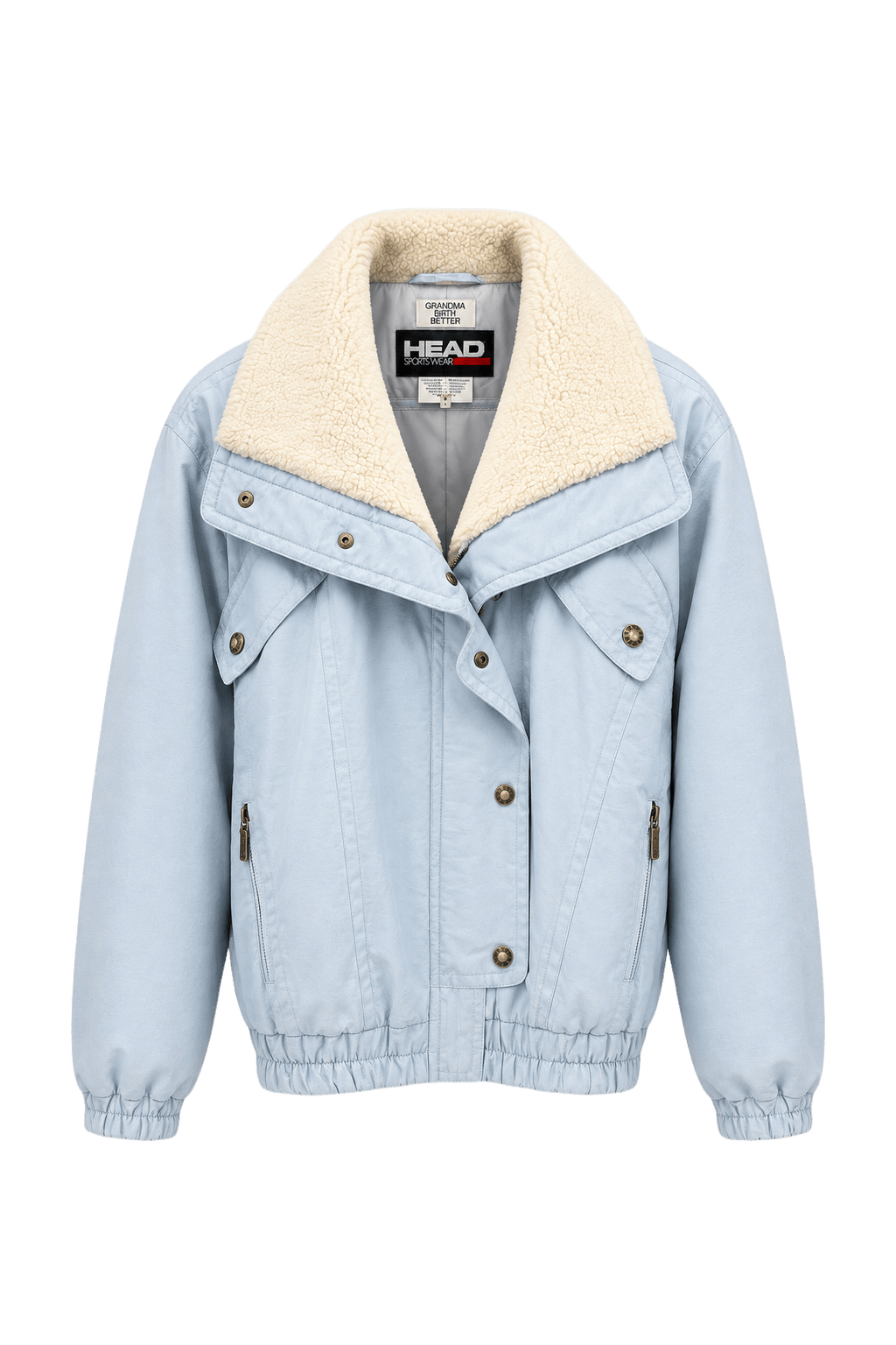 1980s Light Blue Synthetic Blend Jacket - Front View