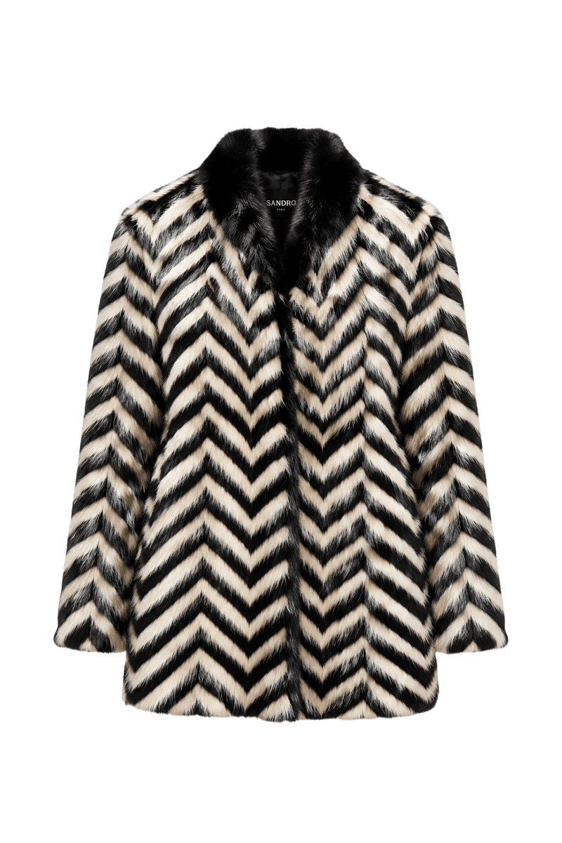 1980s Black Faux Fur Coat - Front View