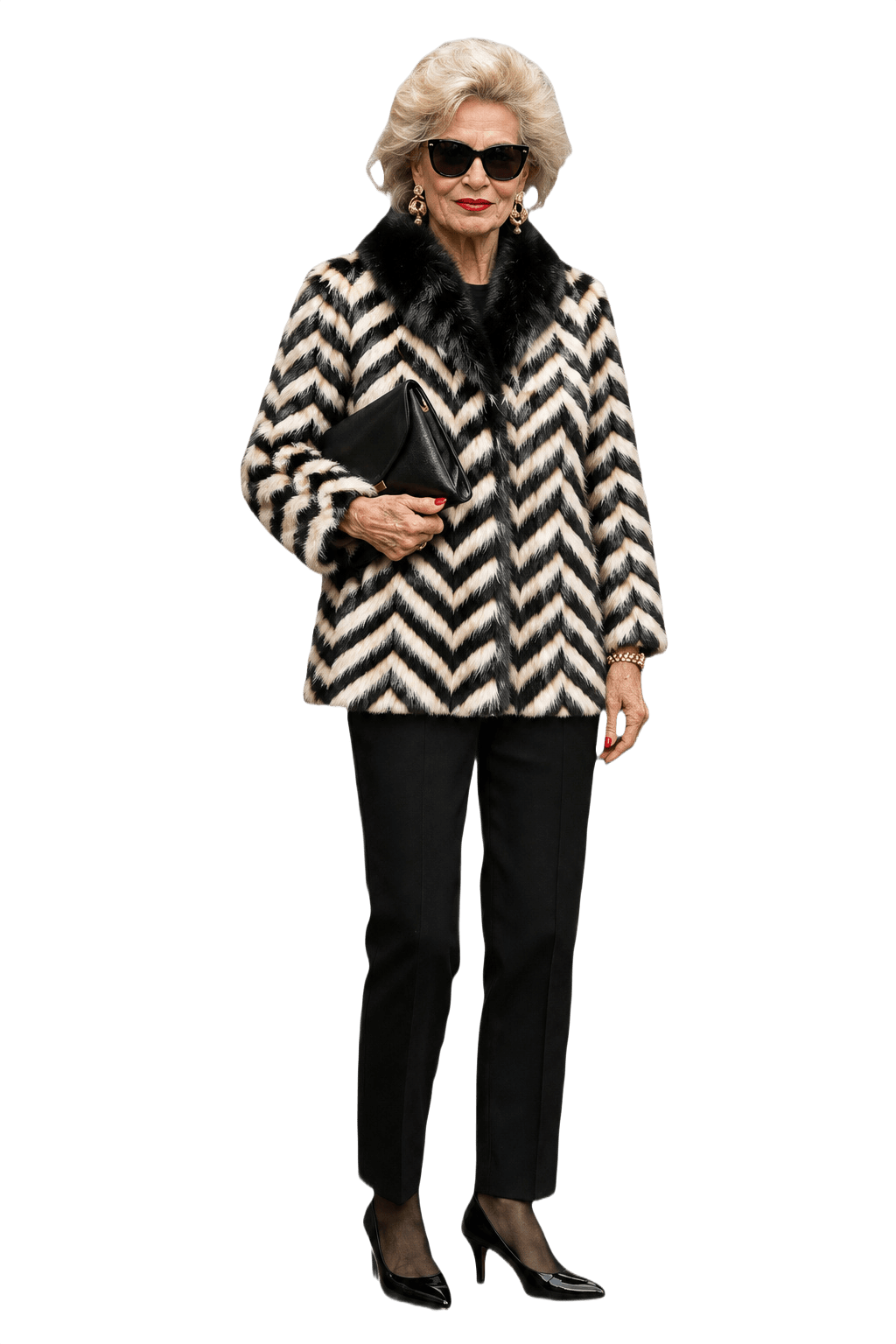 1980s Black Faux Fur Coat - Model