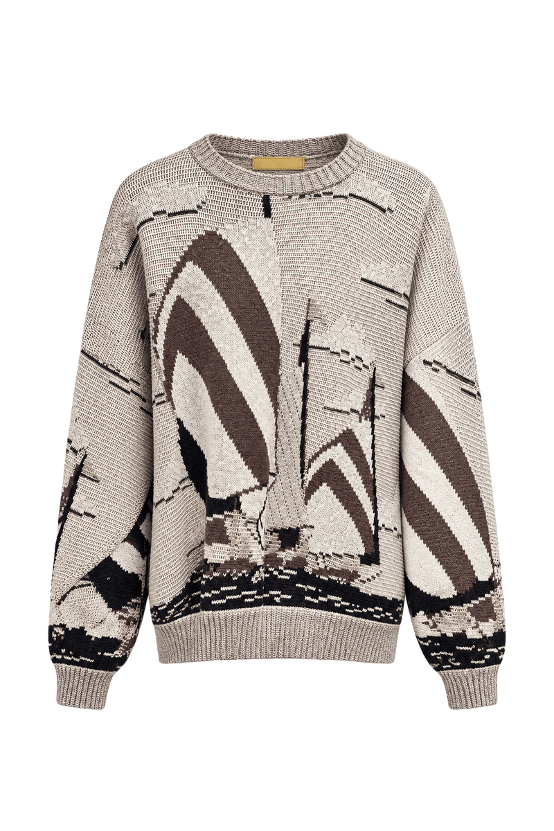 1980s Beige Wool Blend Sweater - Front View