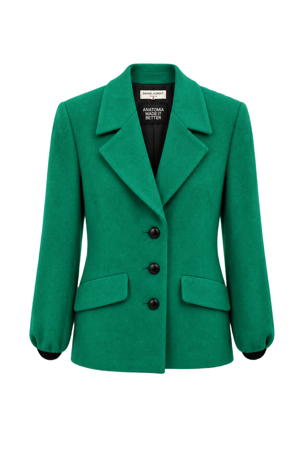 1970s Green Wool Blazer - Front View