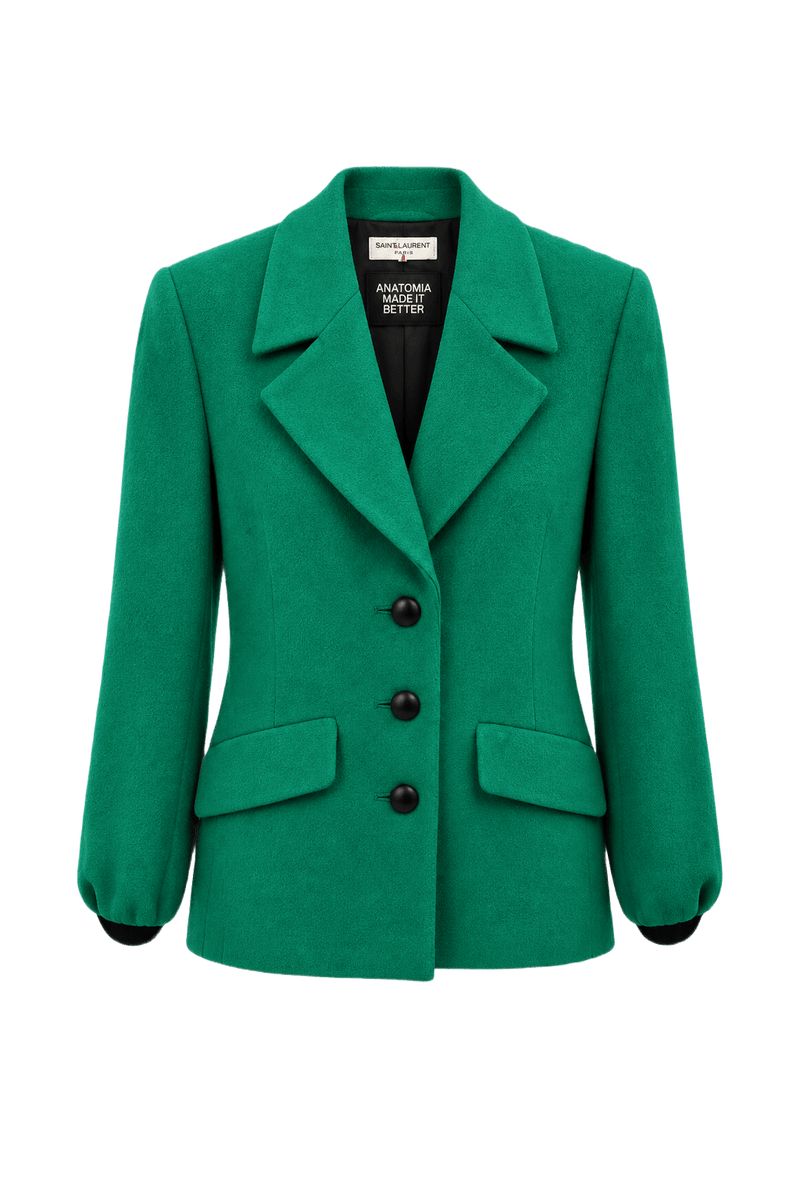 1970s Green Wool Blazer - Front View
