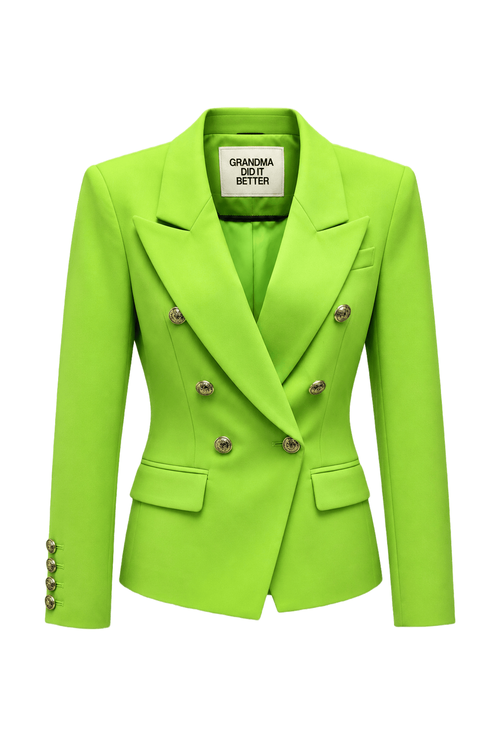 1980s Lime Green Polyester Blazer - Front View