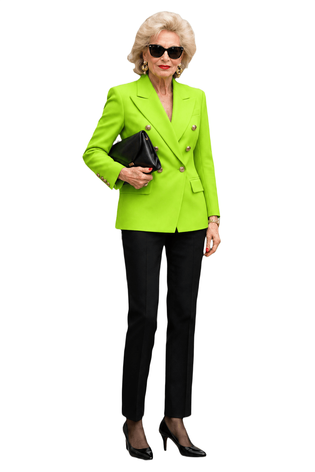 1980s Lime Green Polyester Blazer - Model