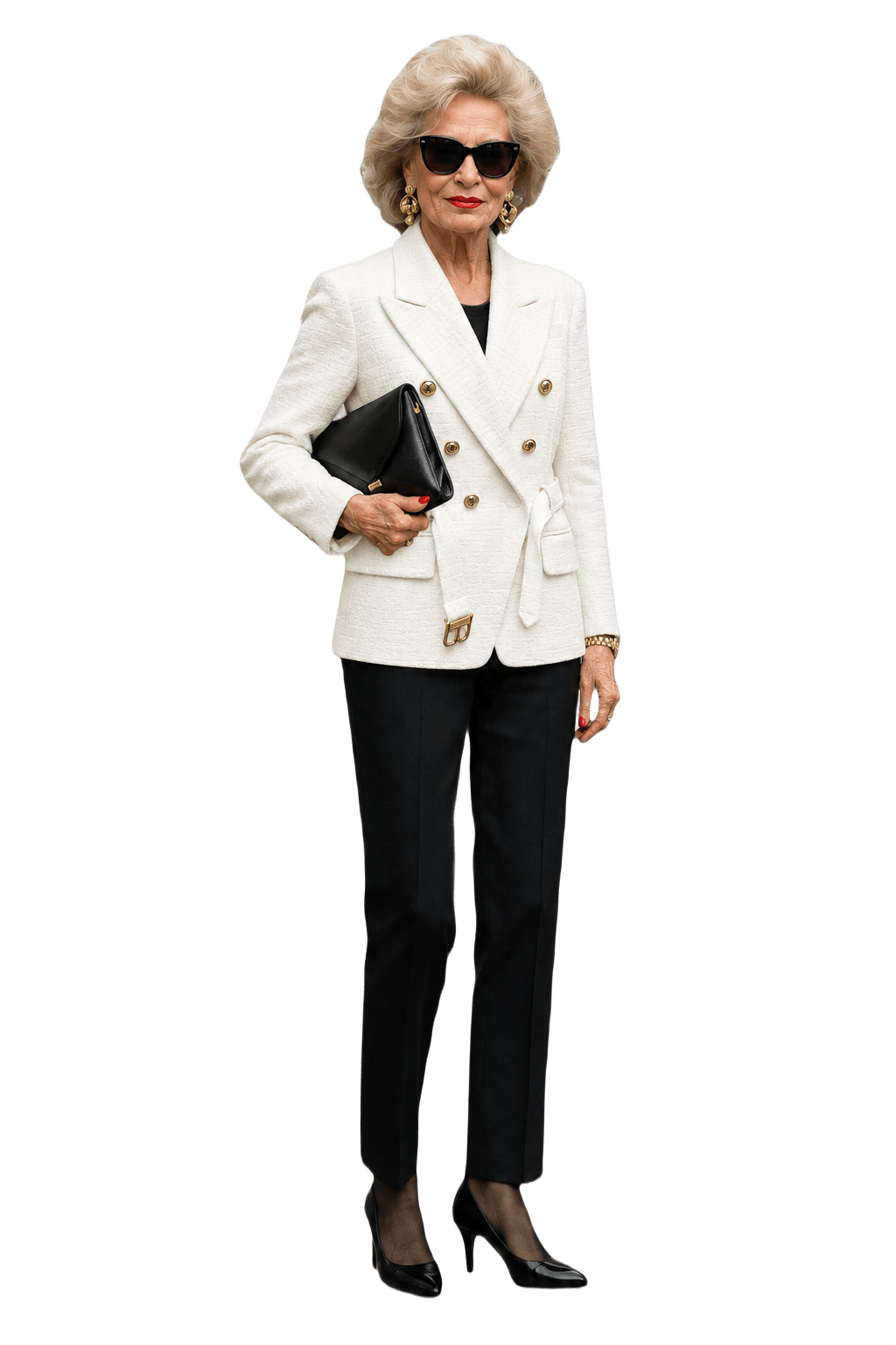 1980s Cream White Textured Cotton Blend Blazer - Model