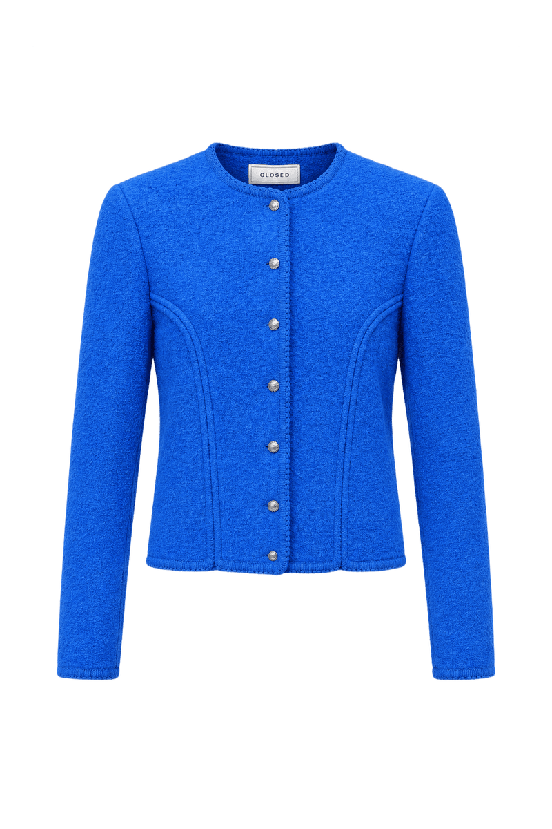 1960s Vibrant Blue Wool Jacket - Front View