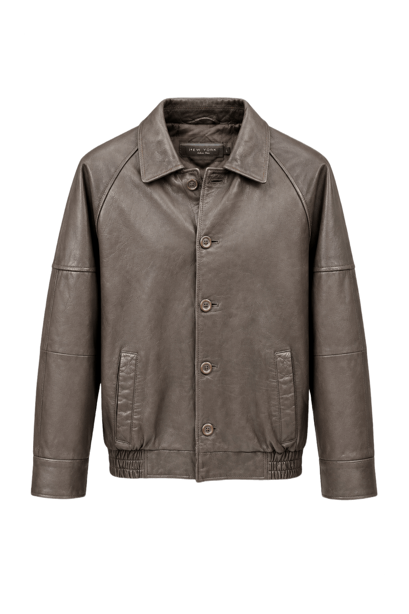 1980s Brown Leather Leather Jacket - Front View