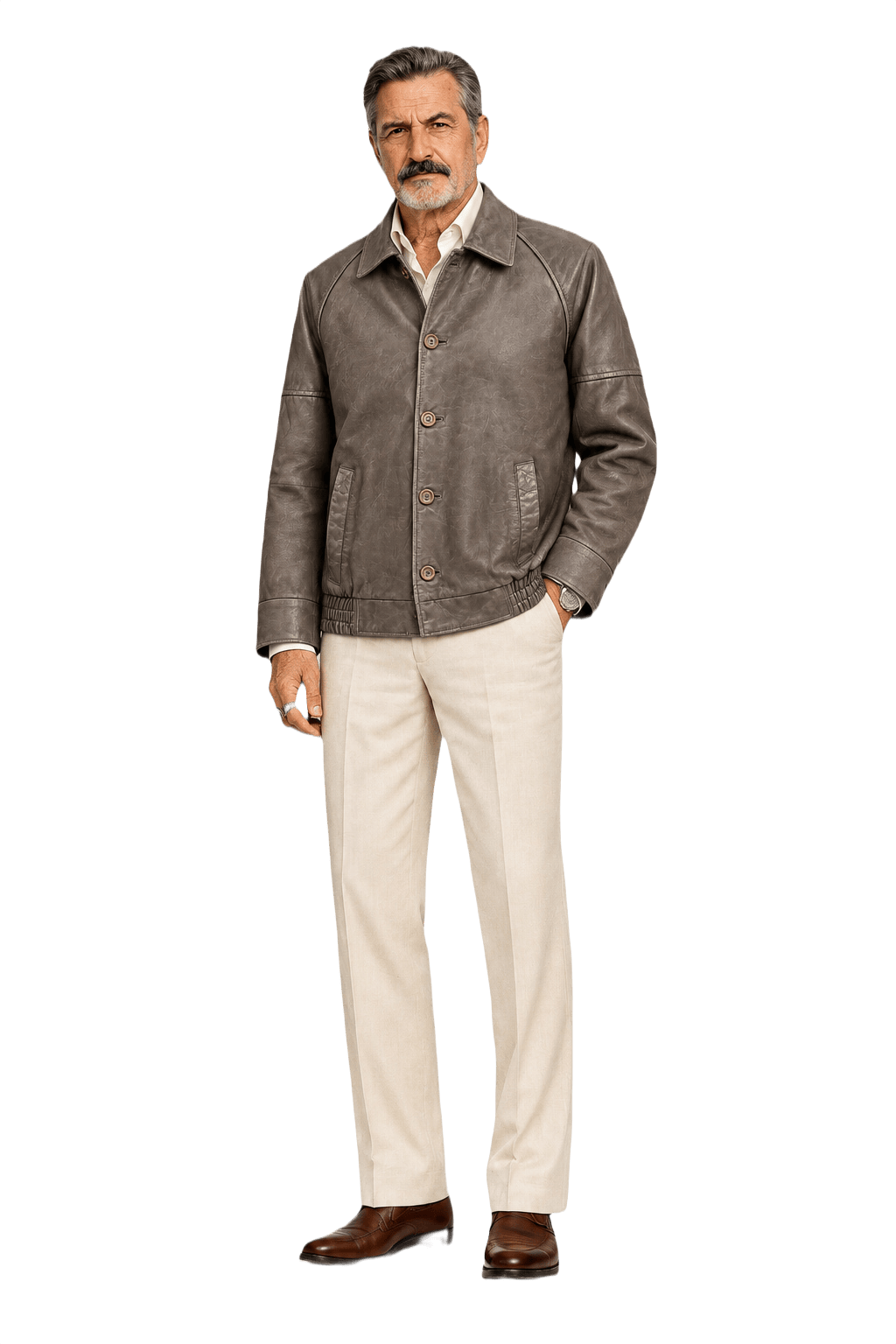 1980s Brown Leather Leather Jacket - Model