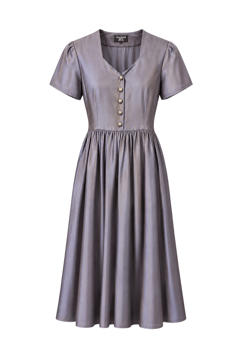 1950s Purple Silk Midi Dress - Front View