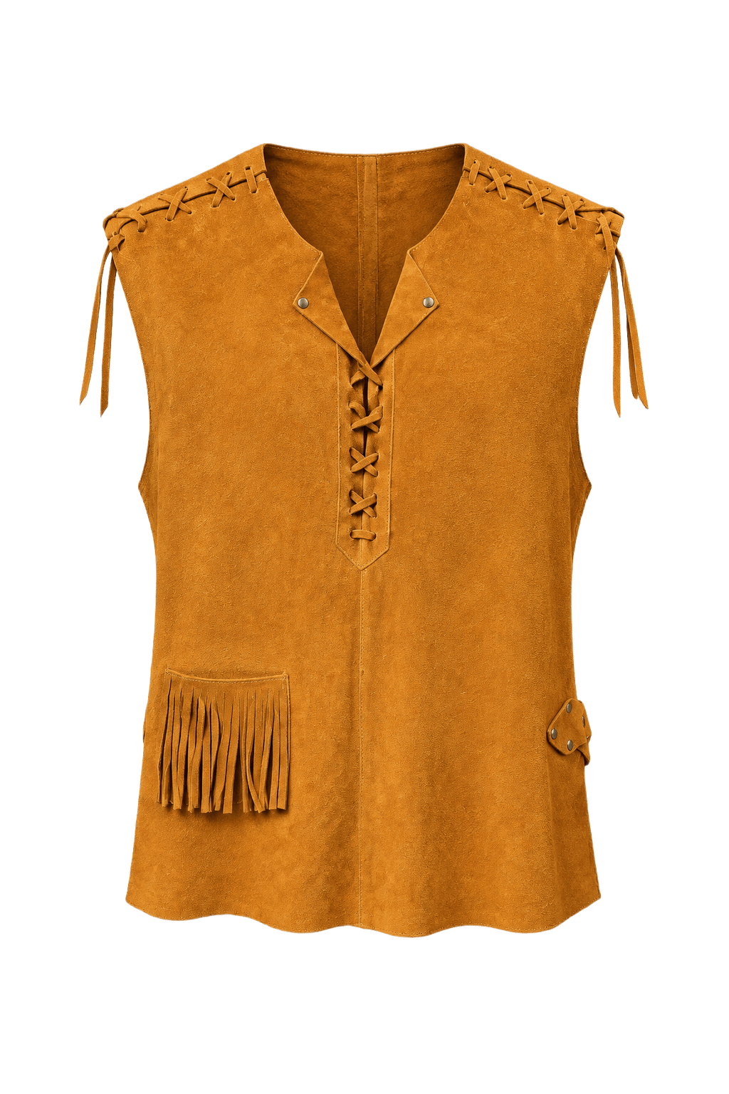 1970s Tan Suede Vest - Front View