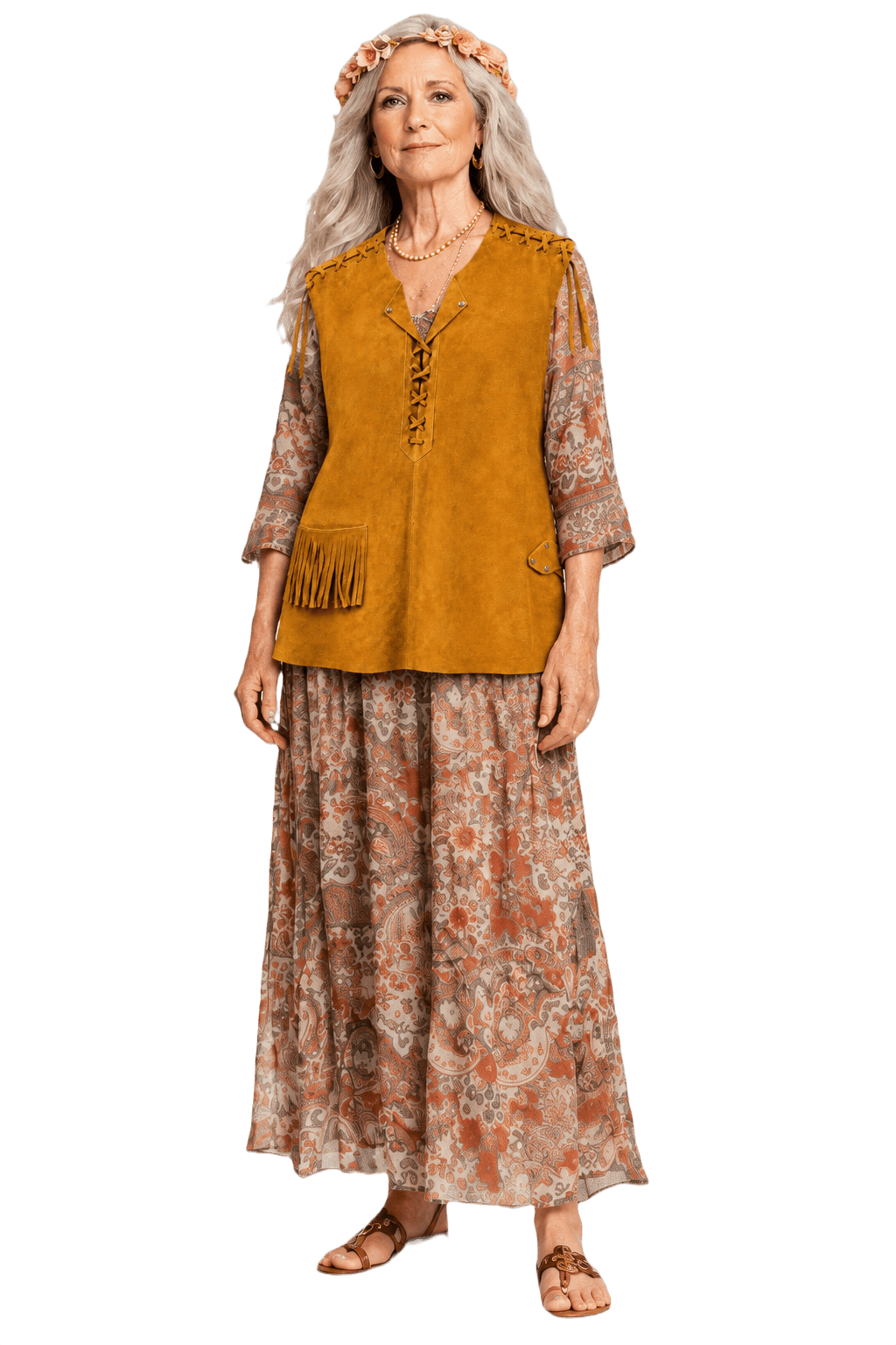 1970s Tan Suede Vest - Model