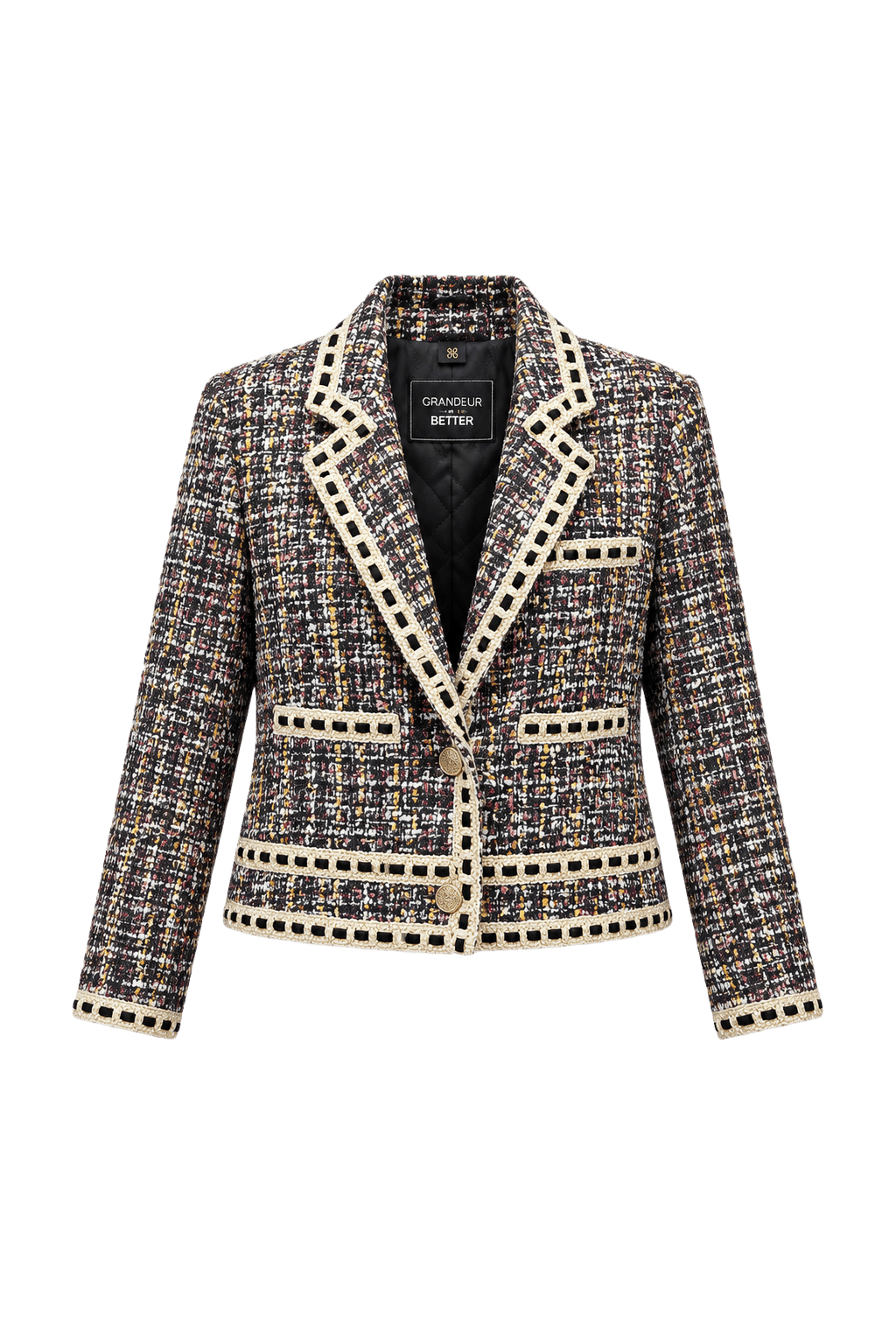 1980s Multicolor Tweed Tweed Jacket - Front View