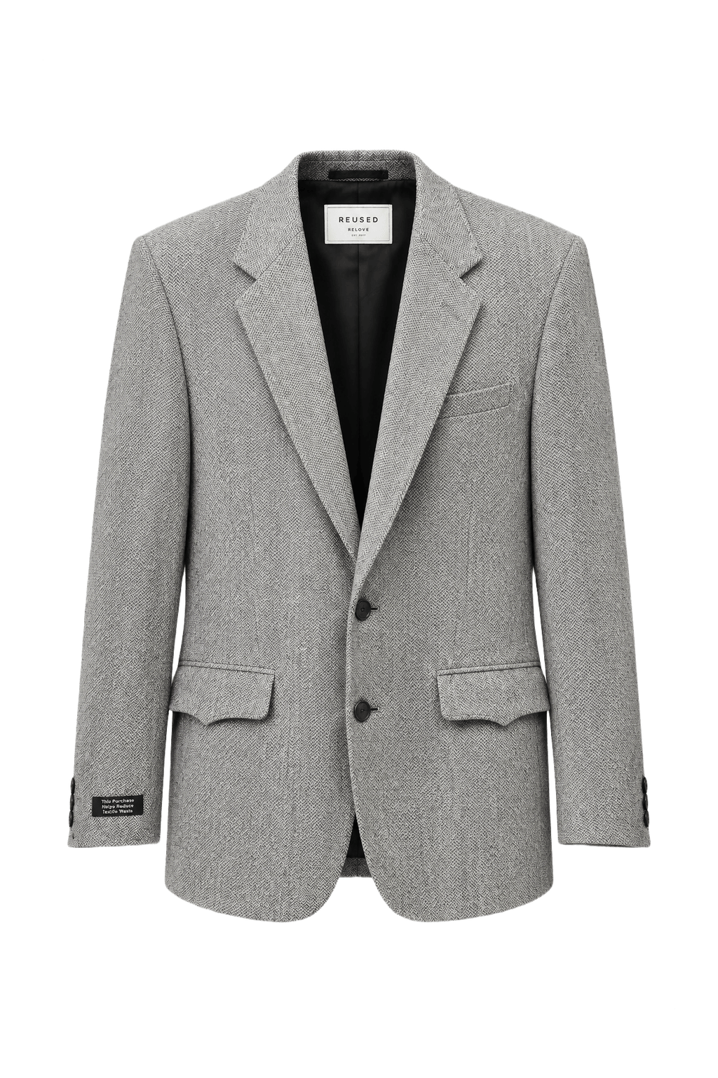 1970s Light Grey Wool Blend Blazer - Front View