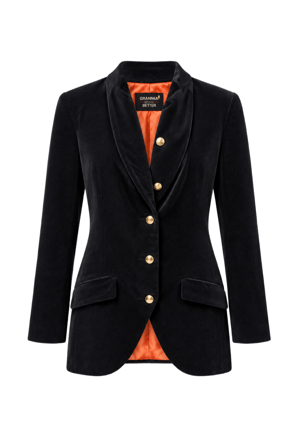 1980s Black Velvet Blazer - Front View