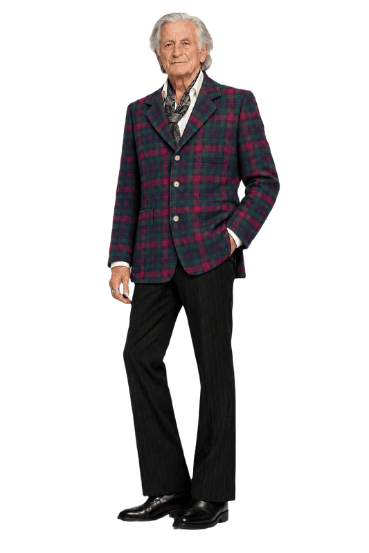 1970s Green Wool Plaid Jacket - Model