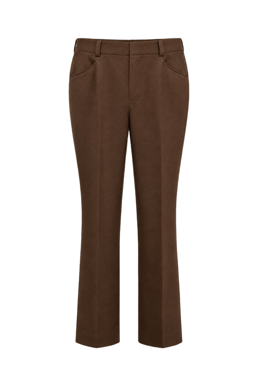 1970s Brown Wool Blend Trousers - Front View