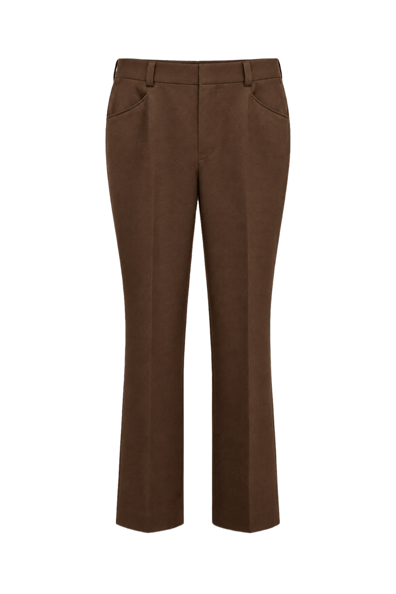 1970s Brown Wool Blend Trousers - Front View