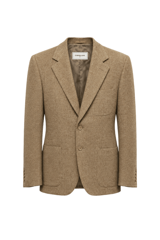 1970s Beige Wool Blazer - Front View