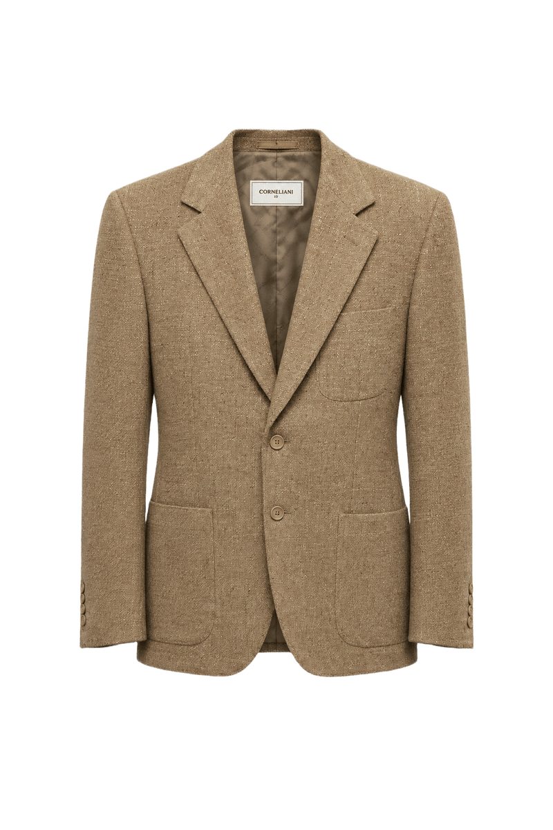 1970s Beige Wool Blazer - Front View