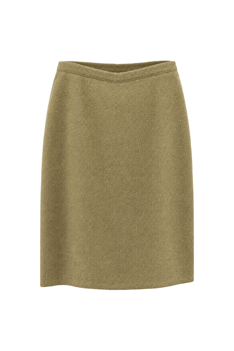 1970s Beige Wool Skirt - Front View