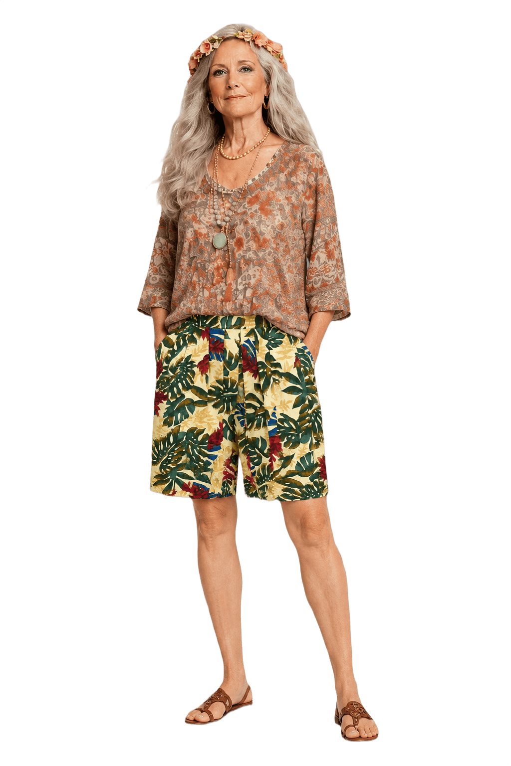 1980s Beige Cotton Shorts - Model