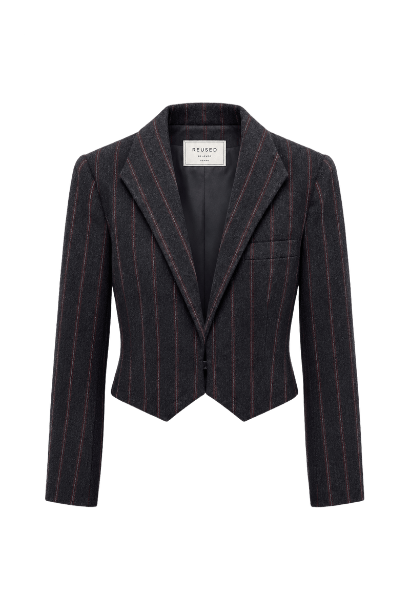 1990s Charcoal Grey Wool Blazer - Front View
