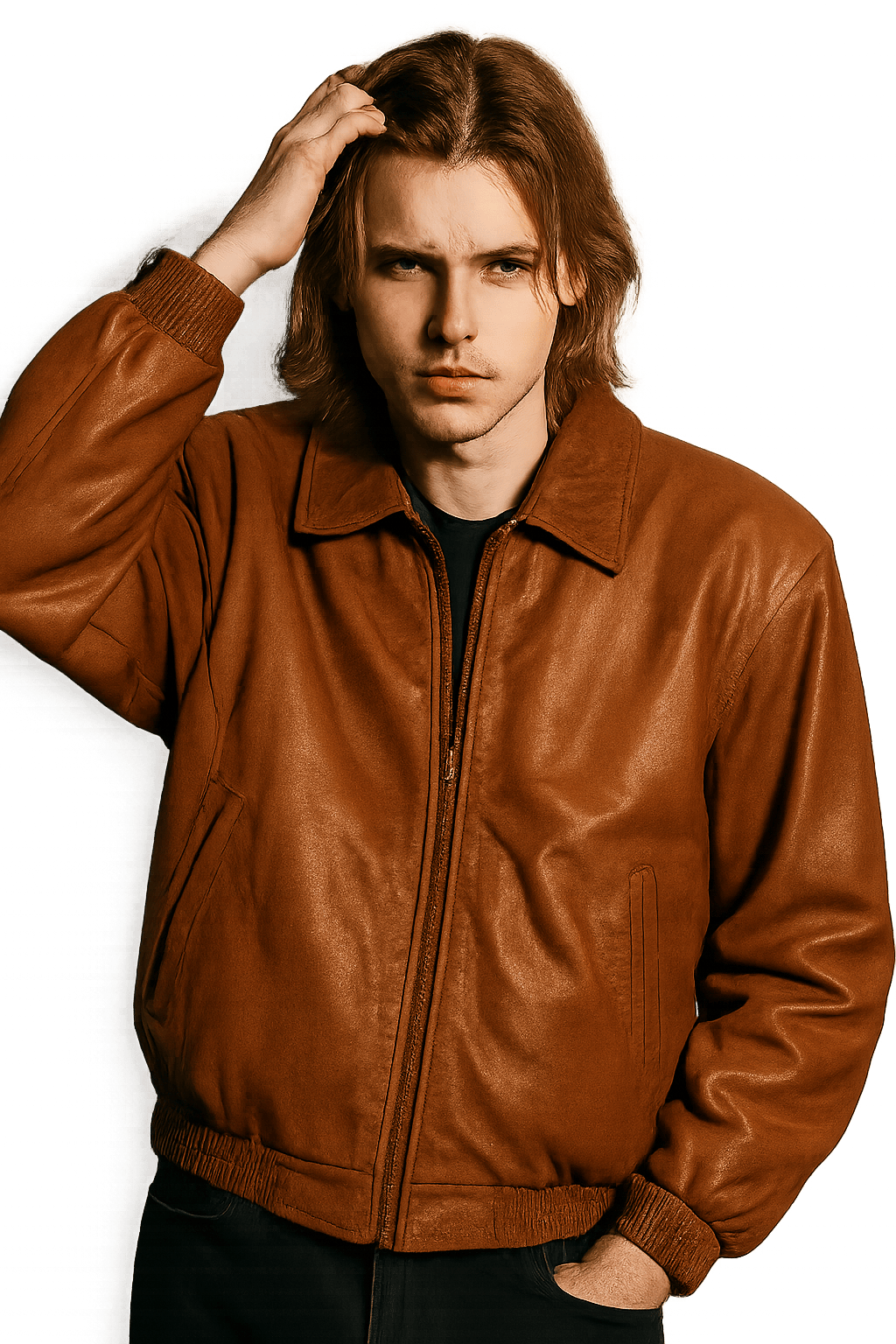 80s Unisex Leather Jacket with - AI Generated