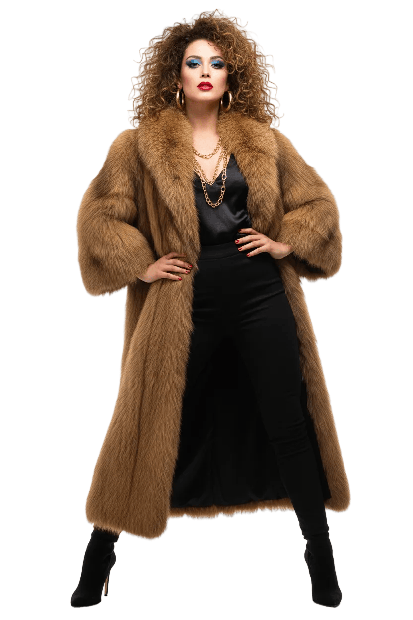 80s Raccoon Fur Long Fur Coat