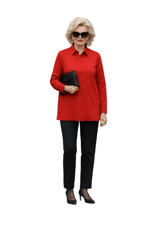 1990s Red Cotton Shirt - Model