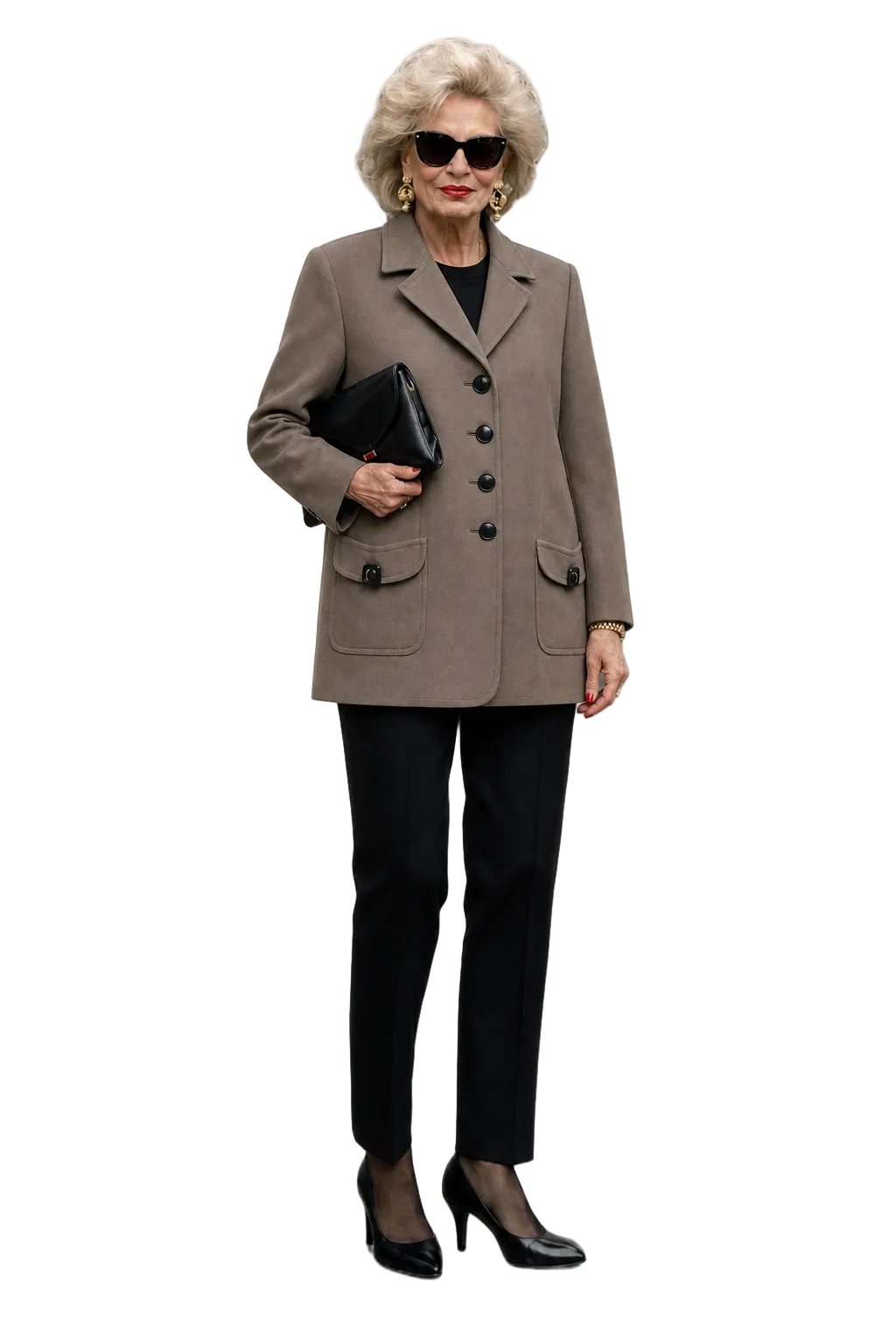 1980s Taupe Wool Blazer - Model