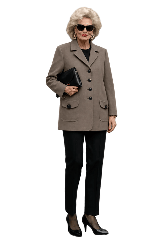 1980s Taupe Wool Blazer - Model