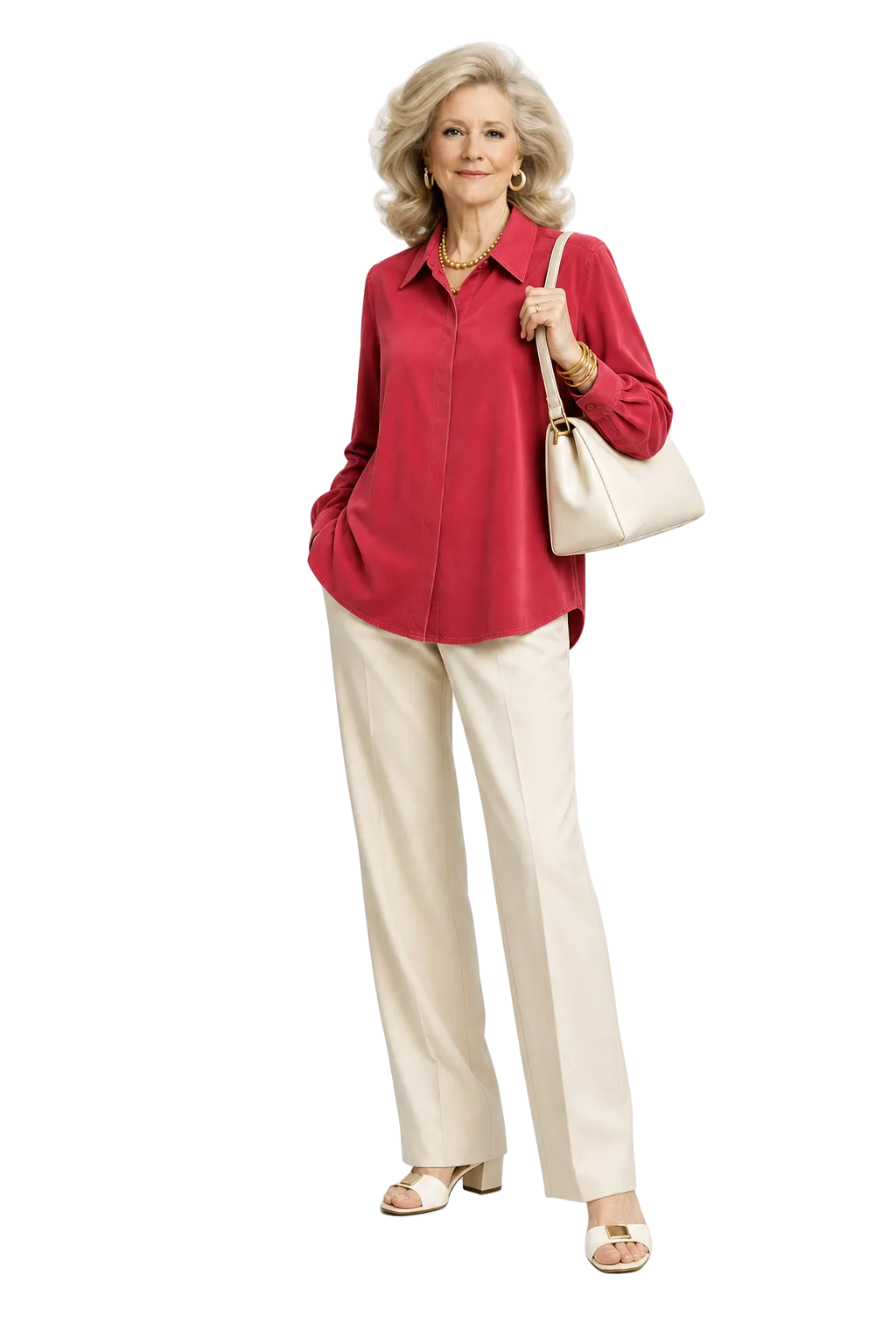 1970s Red Satin Shirt - Model