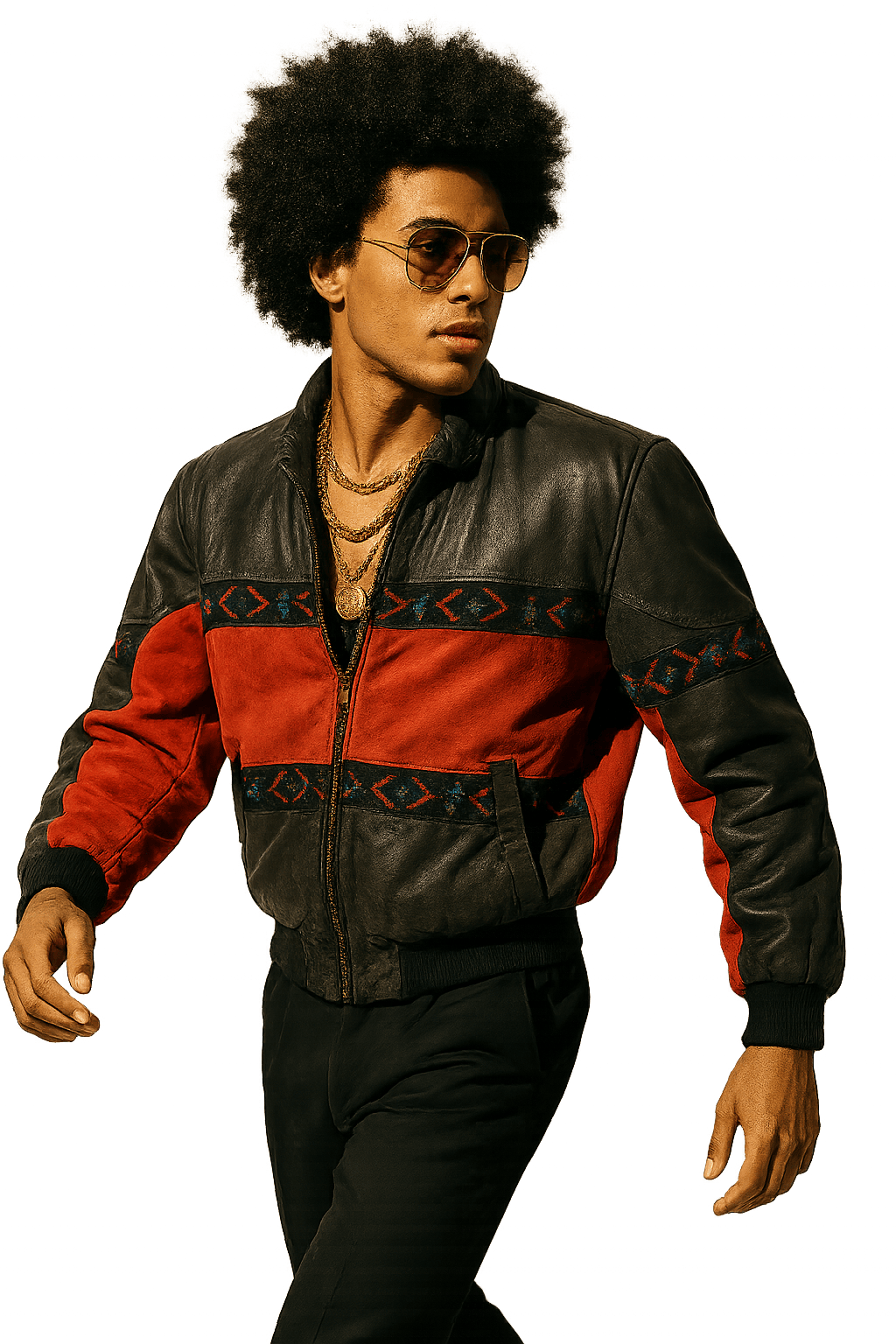 80s Color-Block Leather Jacket - - AI Generated