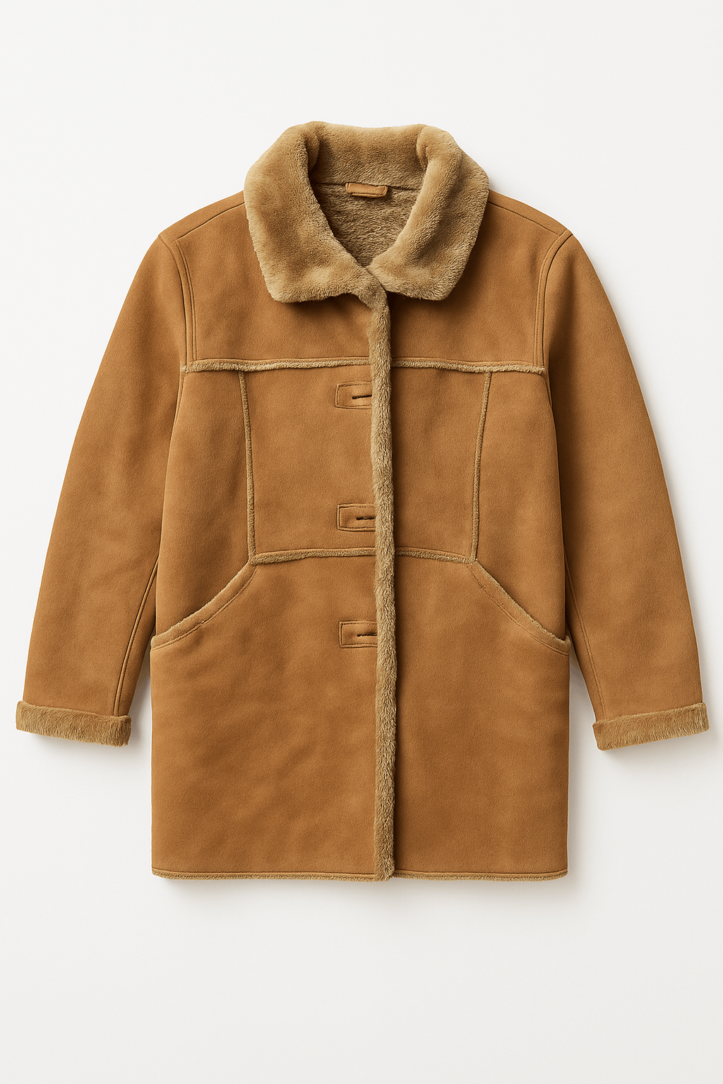 70s Women's Suede Coat with Faux - Flat Lay