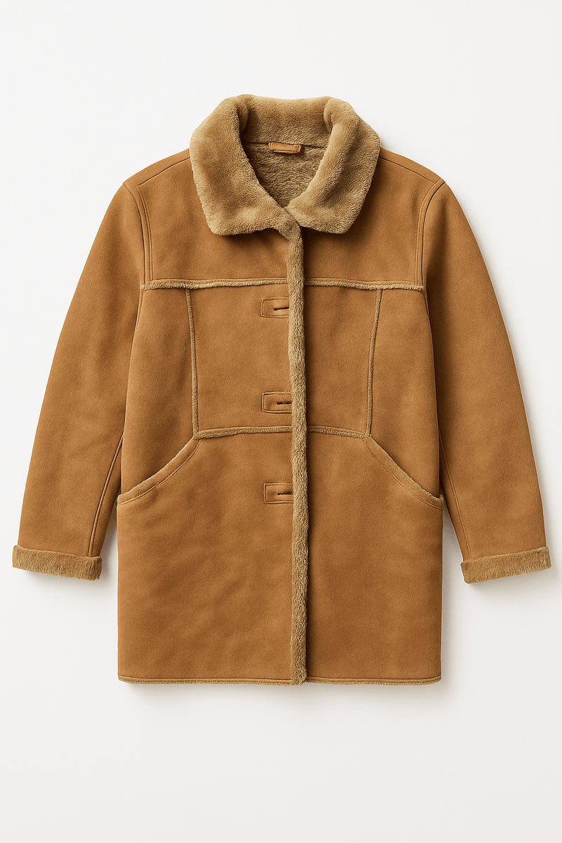 70s Women's Suede Coat with Faux - Flat Lay