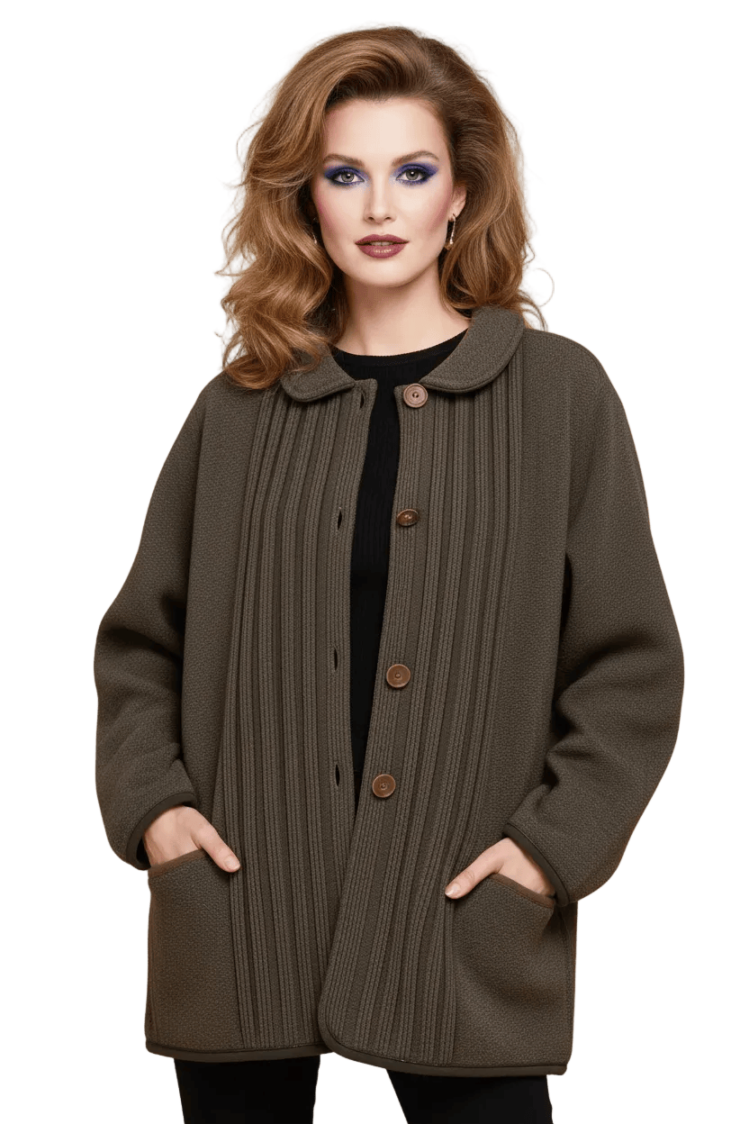 60s Women's Cardigan with Plaid - Flat Lay