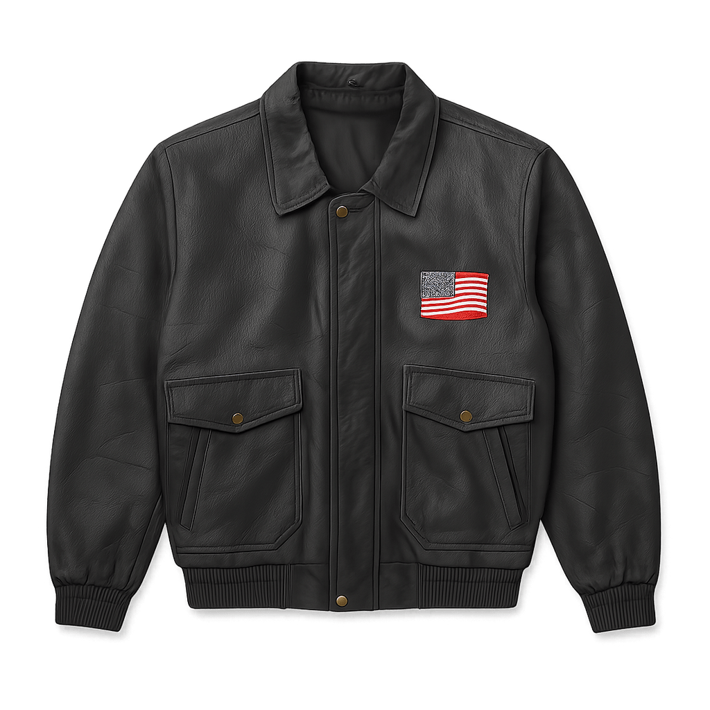 80s Men's Leather Jacket with - Flat Lay