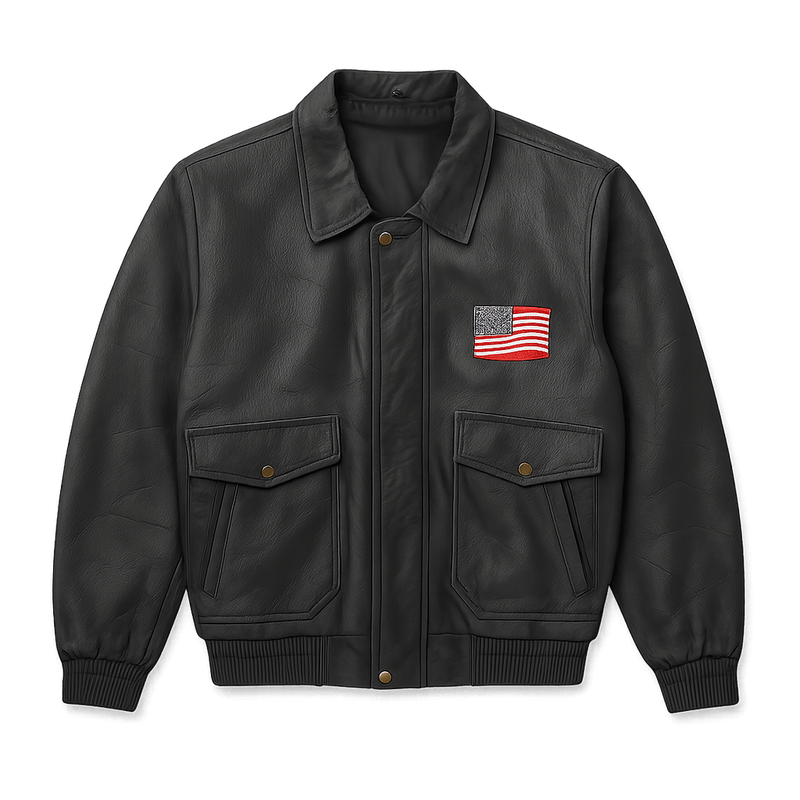 80s Men's Leather Jacket with - Flat Lay