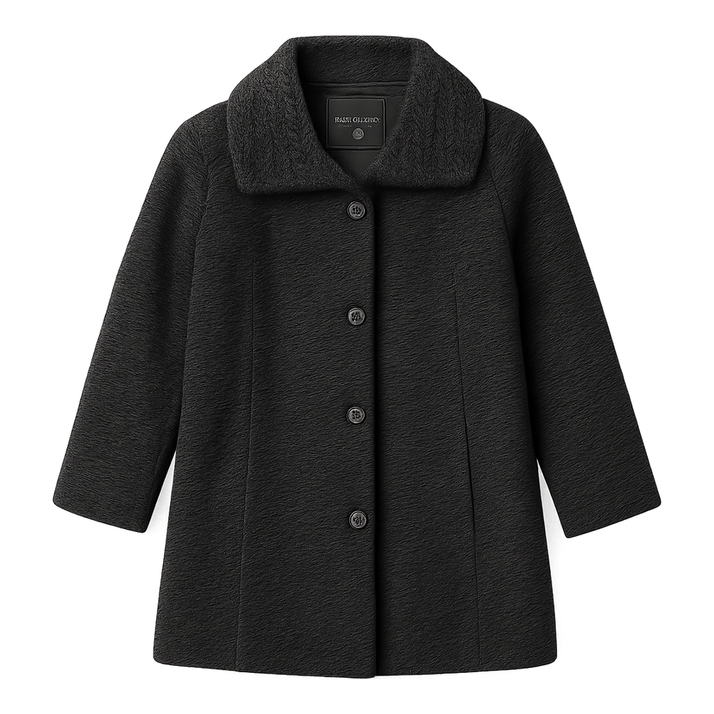 70s Black Textured Coat - - Flat Lay