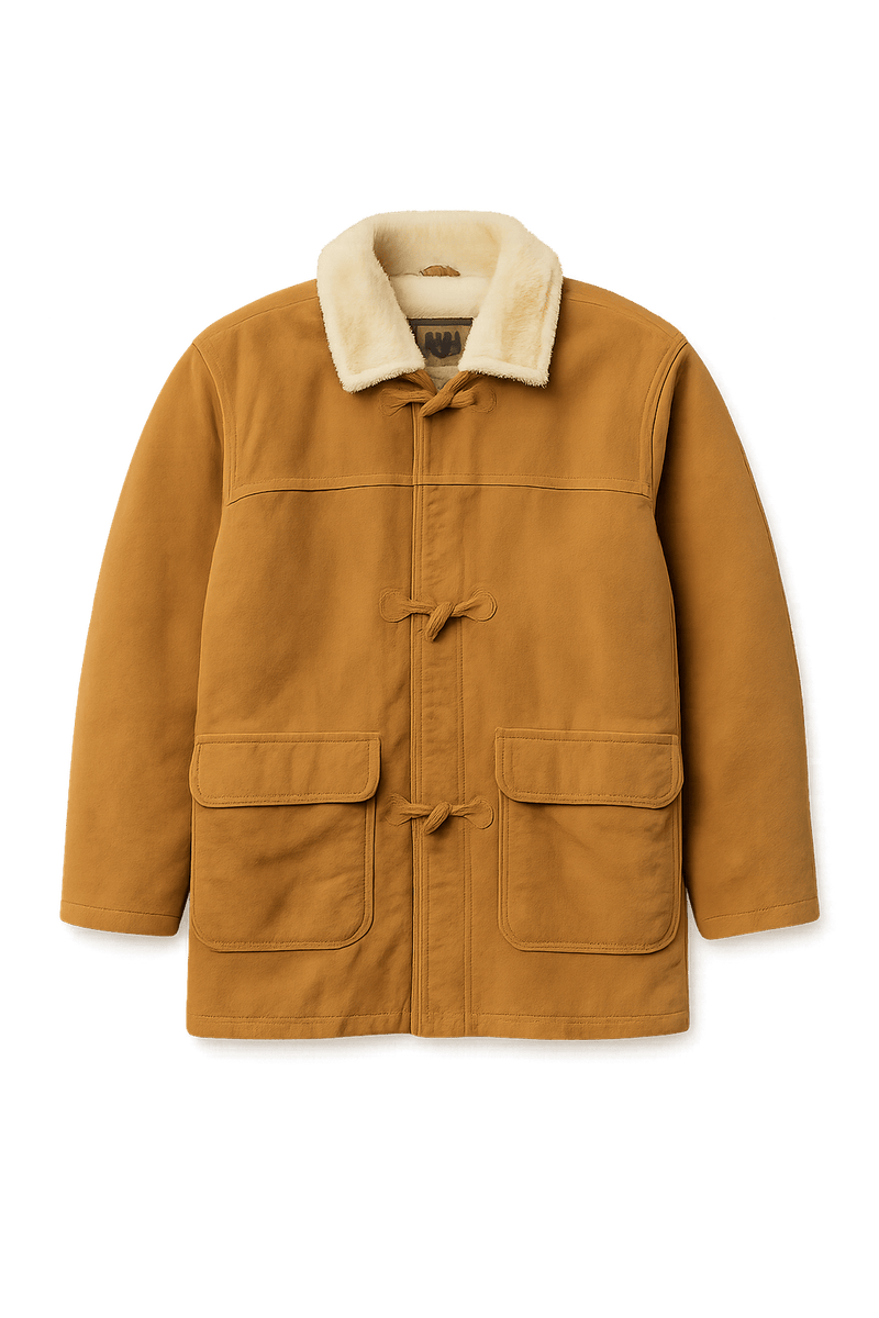 70s Men's Suede Jacket with Shearling Collar - Flat Lay