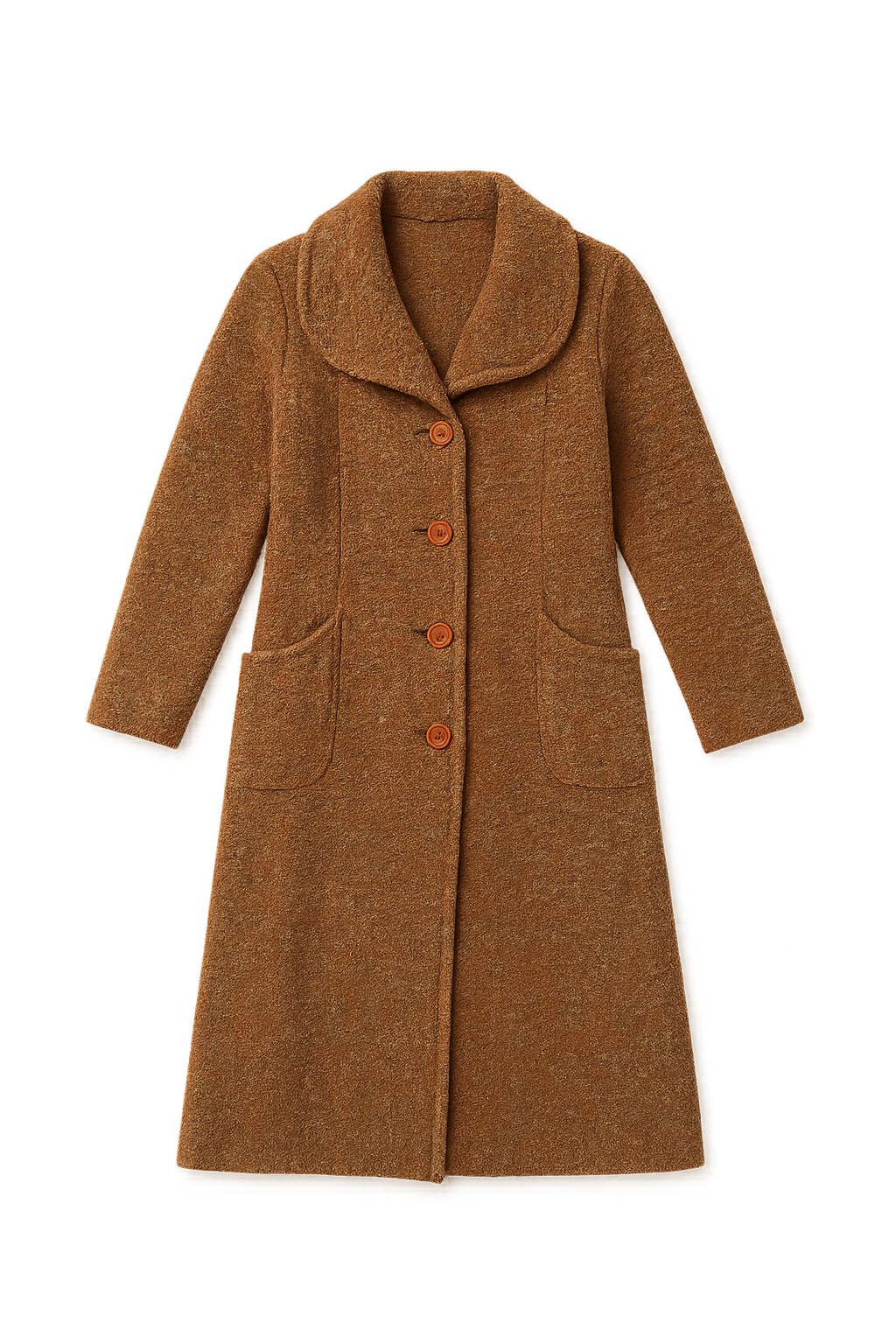 60s Brown Oversized Coat - Flat Lay