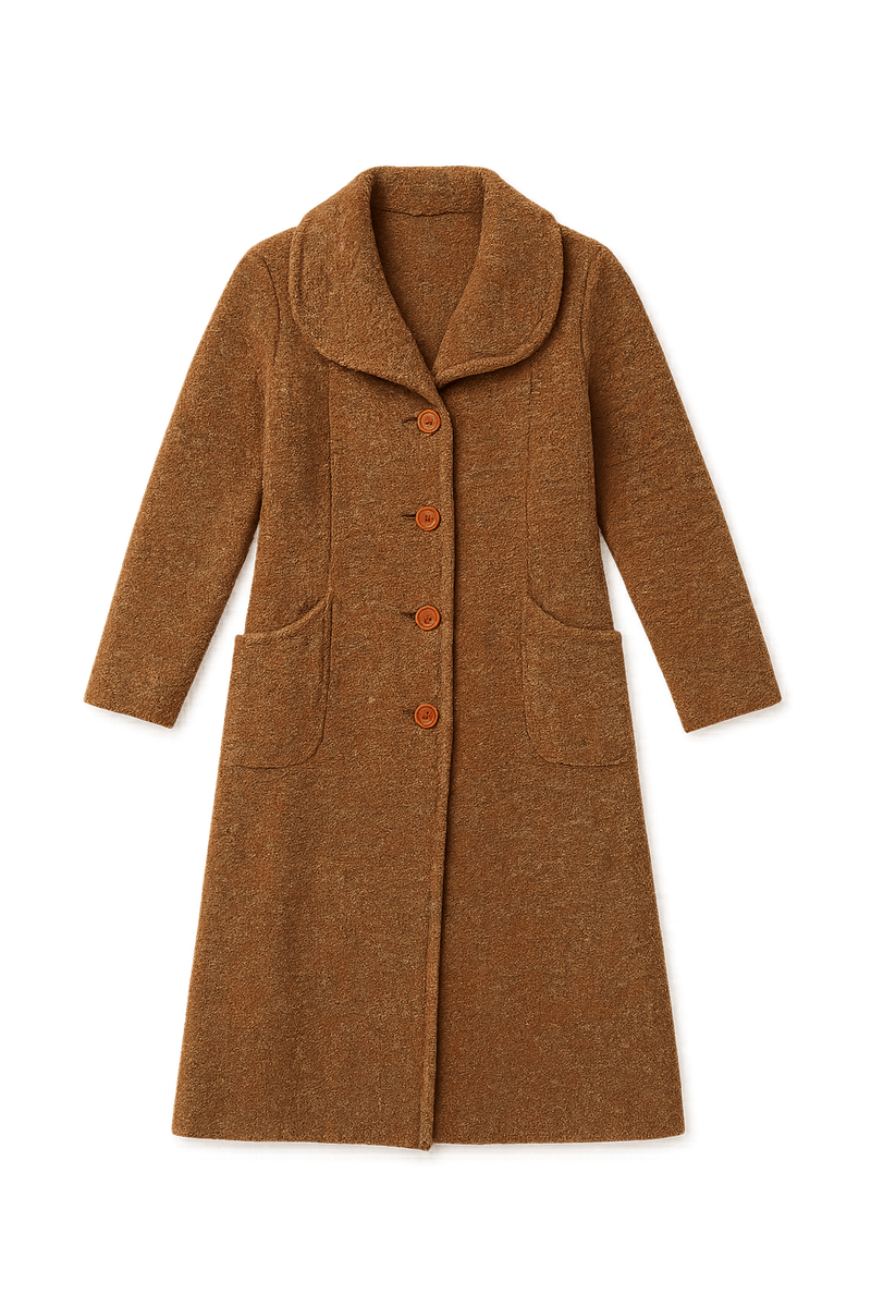 60s Brown Oversized Coat - Flat Lay