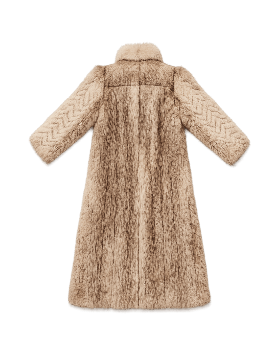 Mid-Century Women's Luxurious Fur Coat - Flat Lay Back